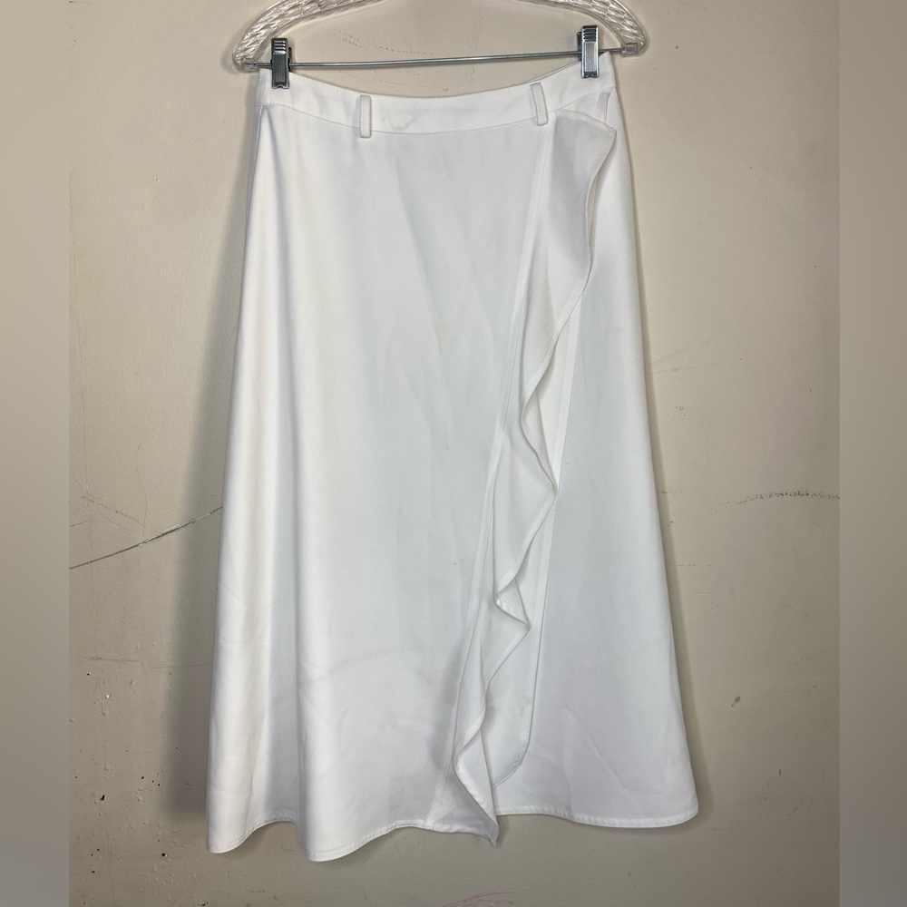 Calvin Klein White A-Line Skirt with Ruffle